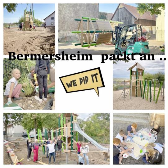 Collage der Baustelle auf dem Spielplatz